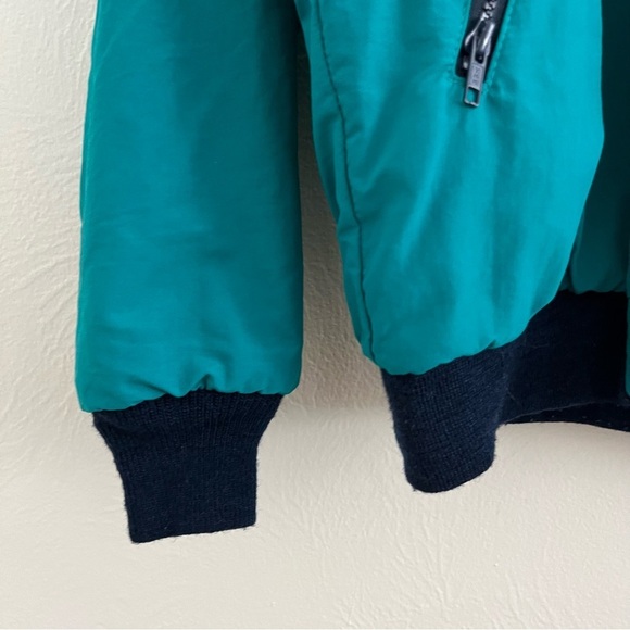 Vintage 90s Lands' End Fleece Lined Jacket Teal Navy Blue Pockets Winter Size L - Picture 6 of 16